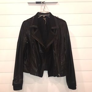 Free People Faux Leather Jacket in Black